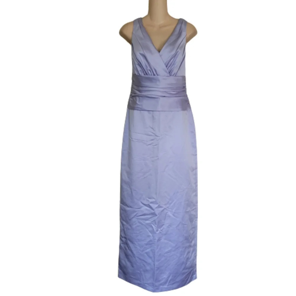 David's Bridal Lilac Purple Satin Long Bridesmaid Prom Dress Size Women's 12